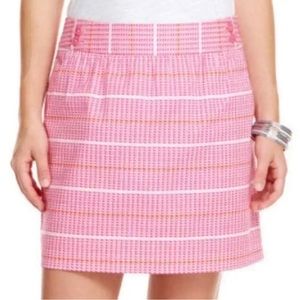 Vineyard Vines Women's Logo Whale Print Pink Stripe Lined Mini Skirt Size 2